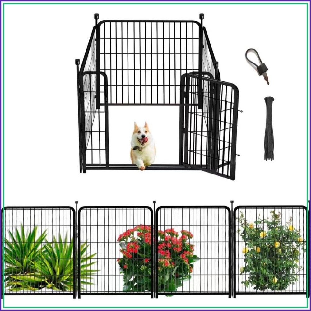 Outdoor Camping Dog Fence - Dog Playpen 48in(H) 4 Panels Metal