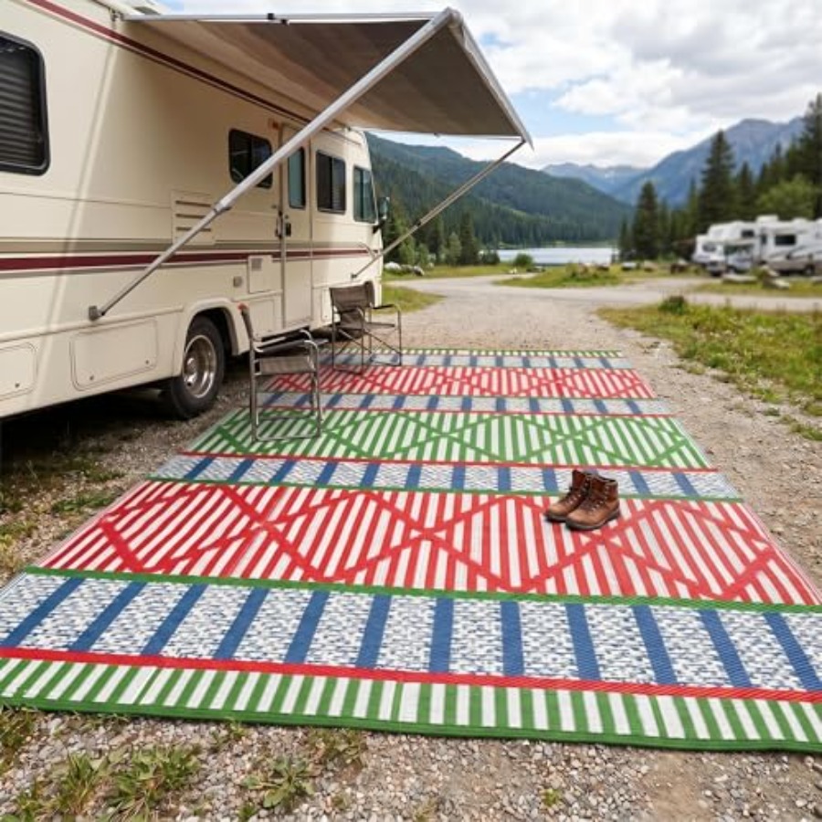 Outdoor Camping Rugs 9X18 - Outdoor patio rug for backyard deck