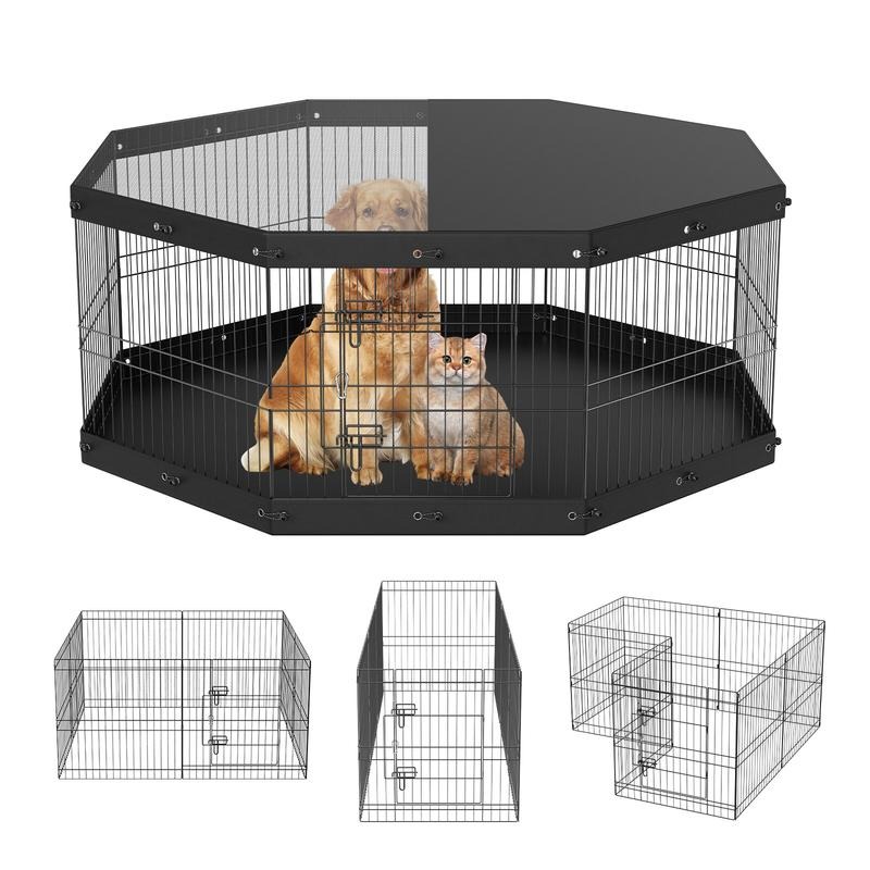 Outdoor Camping Dog Fence - Dog Playpen, 8 Panels Foldable Metal