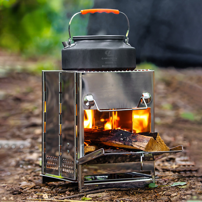 Outdoor Camping Fireplace - Outdoor Stainless Steel Barbecue Stove Folding