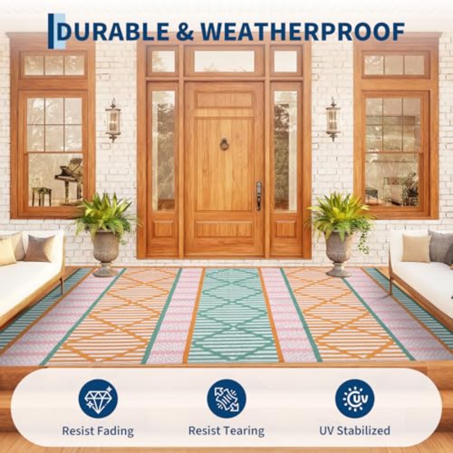 Outdoor patio rug for backyard - Outdoor Camping Rugs 9X18 recensione e prezzo