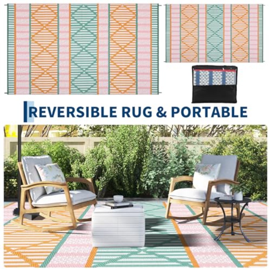 Outdoor patio rug for backyard - Outdoor Camping Rugs 9X18 recensione e prezzo