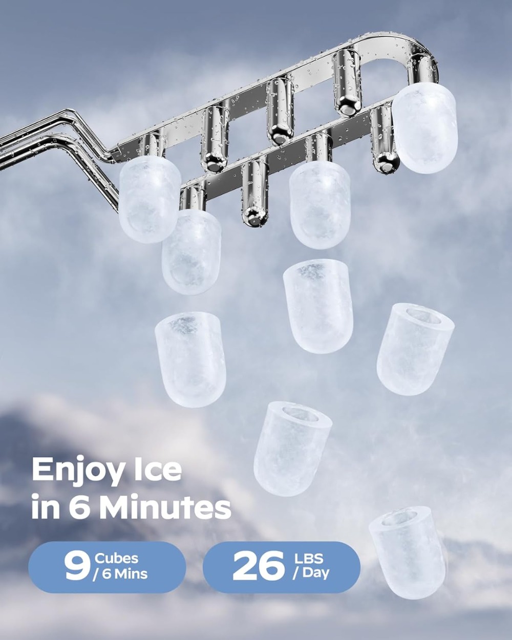 Ice Maker Countertop: 9 Cubes  - Kitchen Outdoor Camping recensione e prezzo