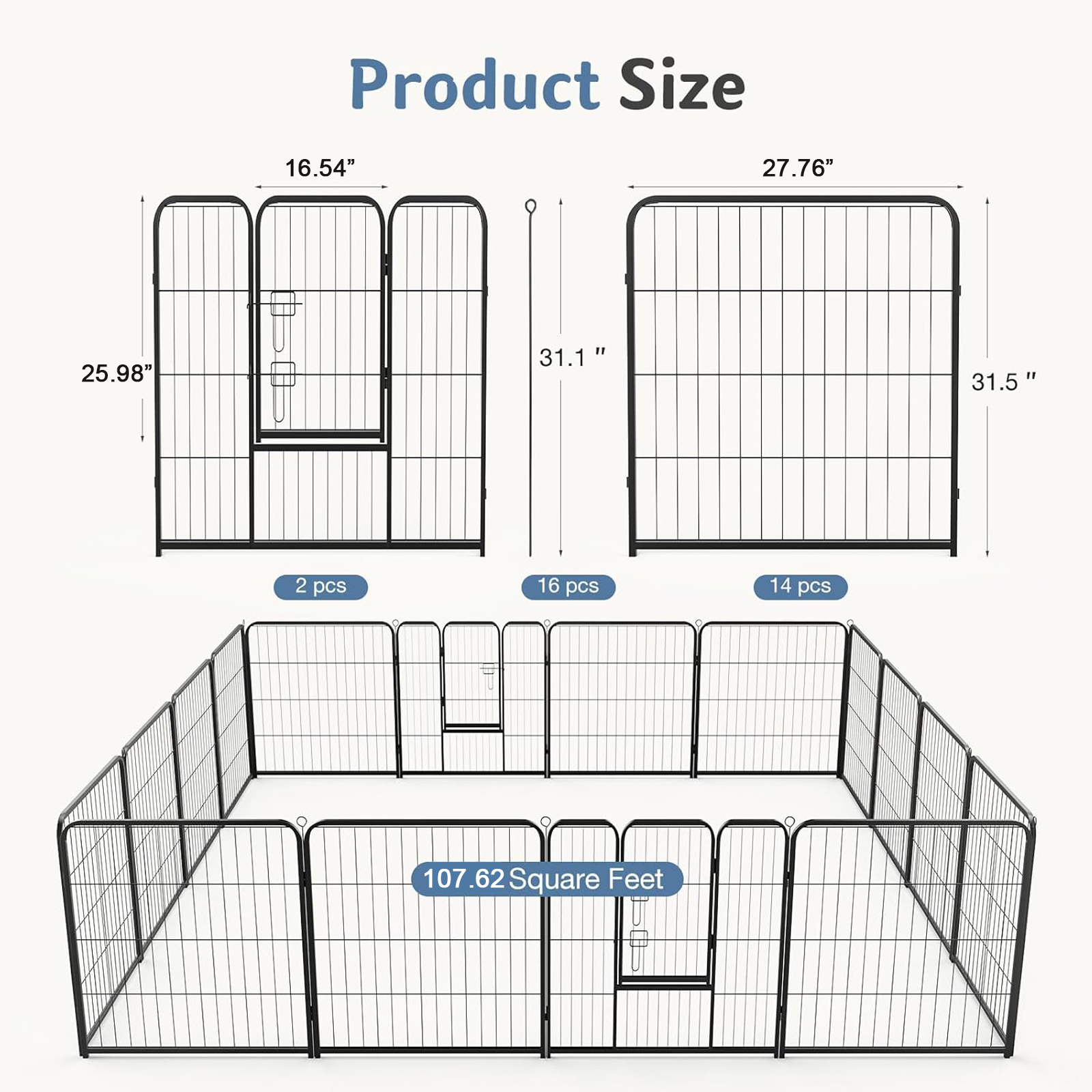 JHK 16 Panels Dog Playpen Pet  - Outdoor Camping Dog Fence recensione e prezzo