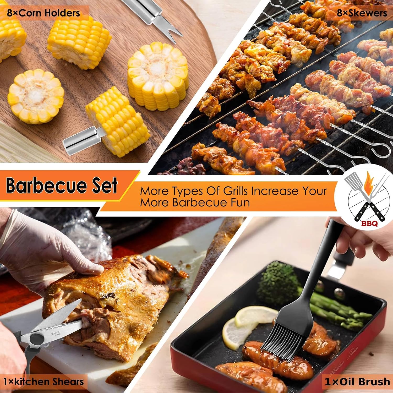 34Pcs BBQ Grilling Tools Set,  - Outdoor Camping Tools recensione e prezzo
