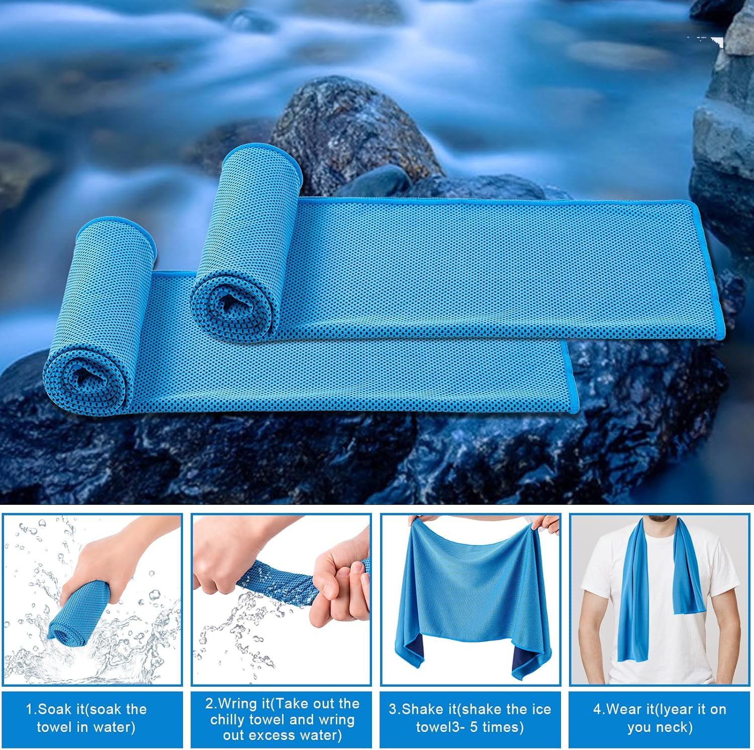 Cooling Towel 4 Pack 40x12 Inc - Camp Towel Microfiber recensione e prezzo