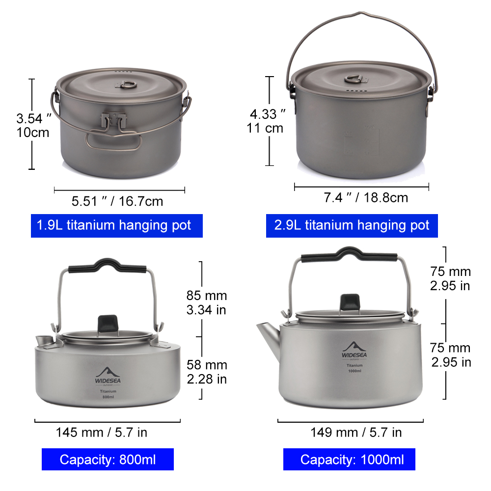 Widesea Ultralight Titanium Ca - Outdoor Camping Kettle recensione e prezzo