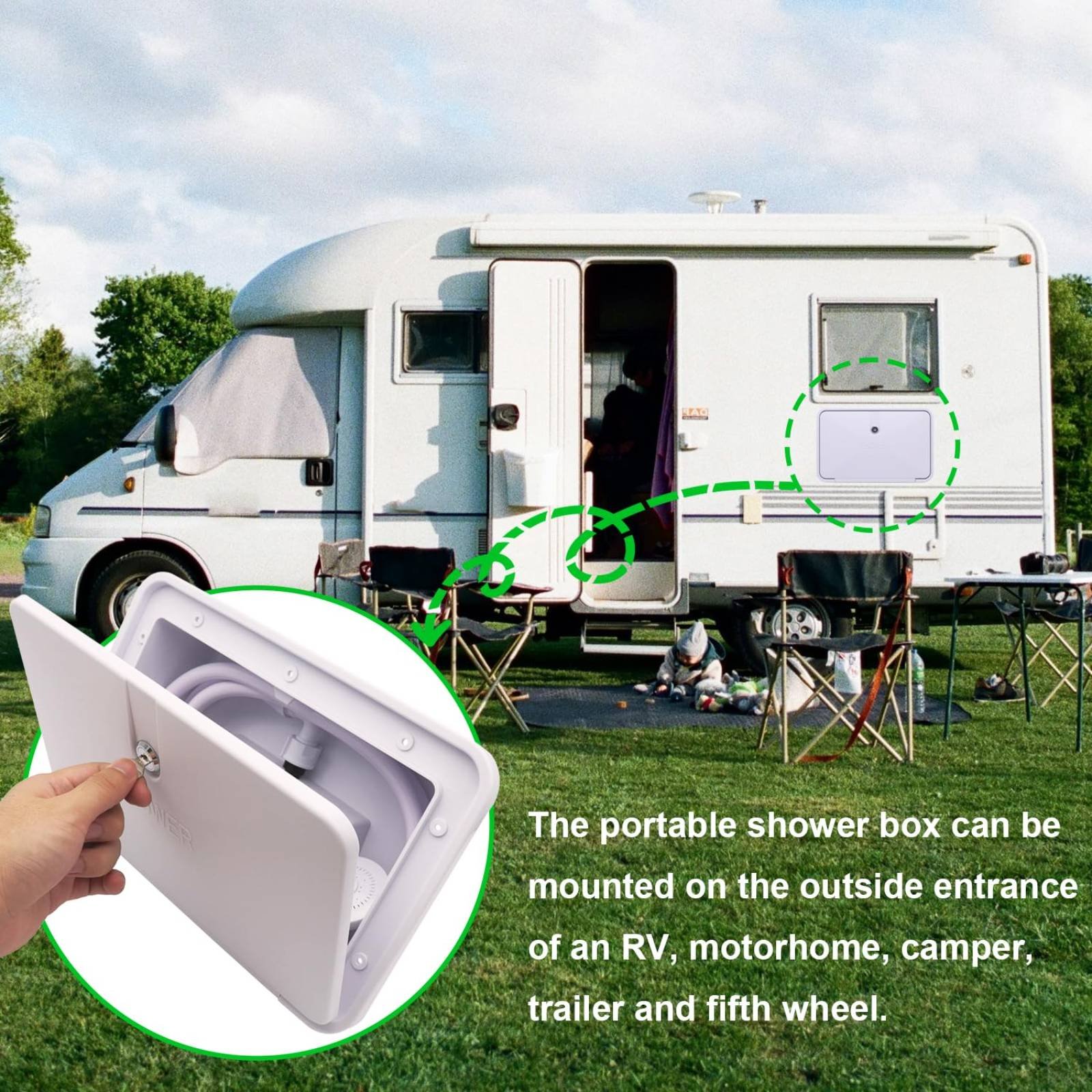 RV Exterior Shower Box Compact - Outdoor Camping Gear recensione e prezzo