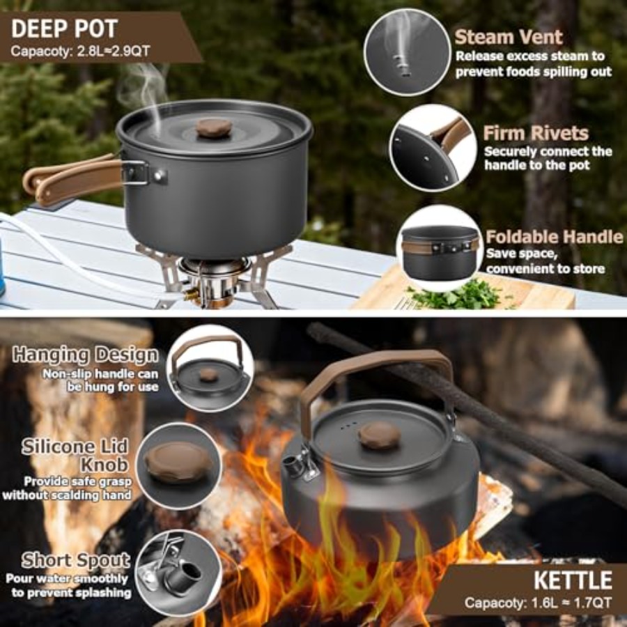 Camping cookware mess kit for  - Outdoor Camping Kettle recensione e prezzo