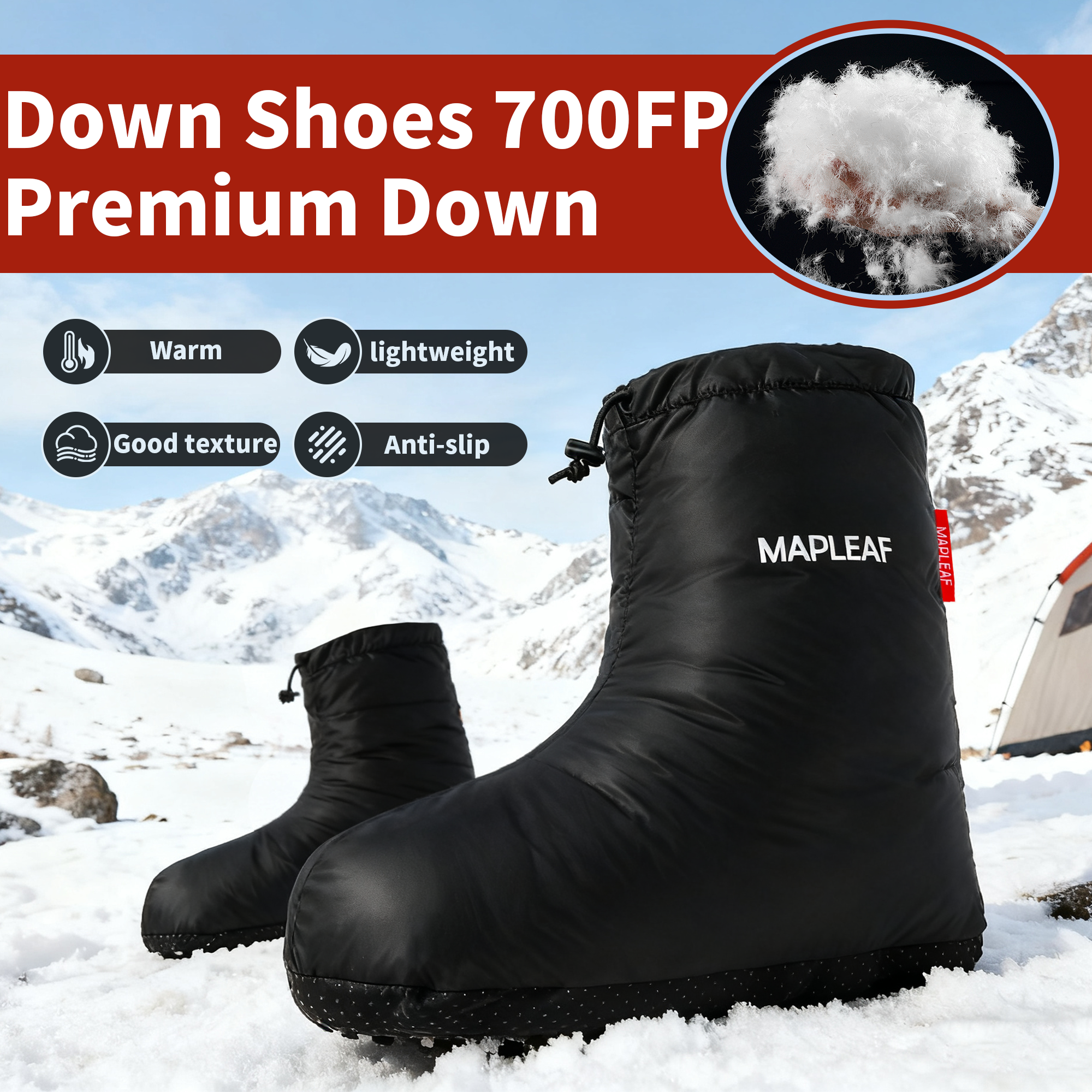 MAPLEAF Down Booties Winter Wa - Outdoor Camping Slippers recensione e prezzo