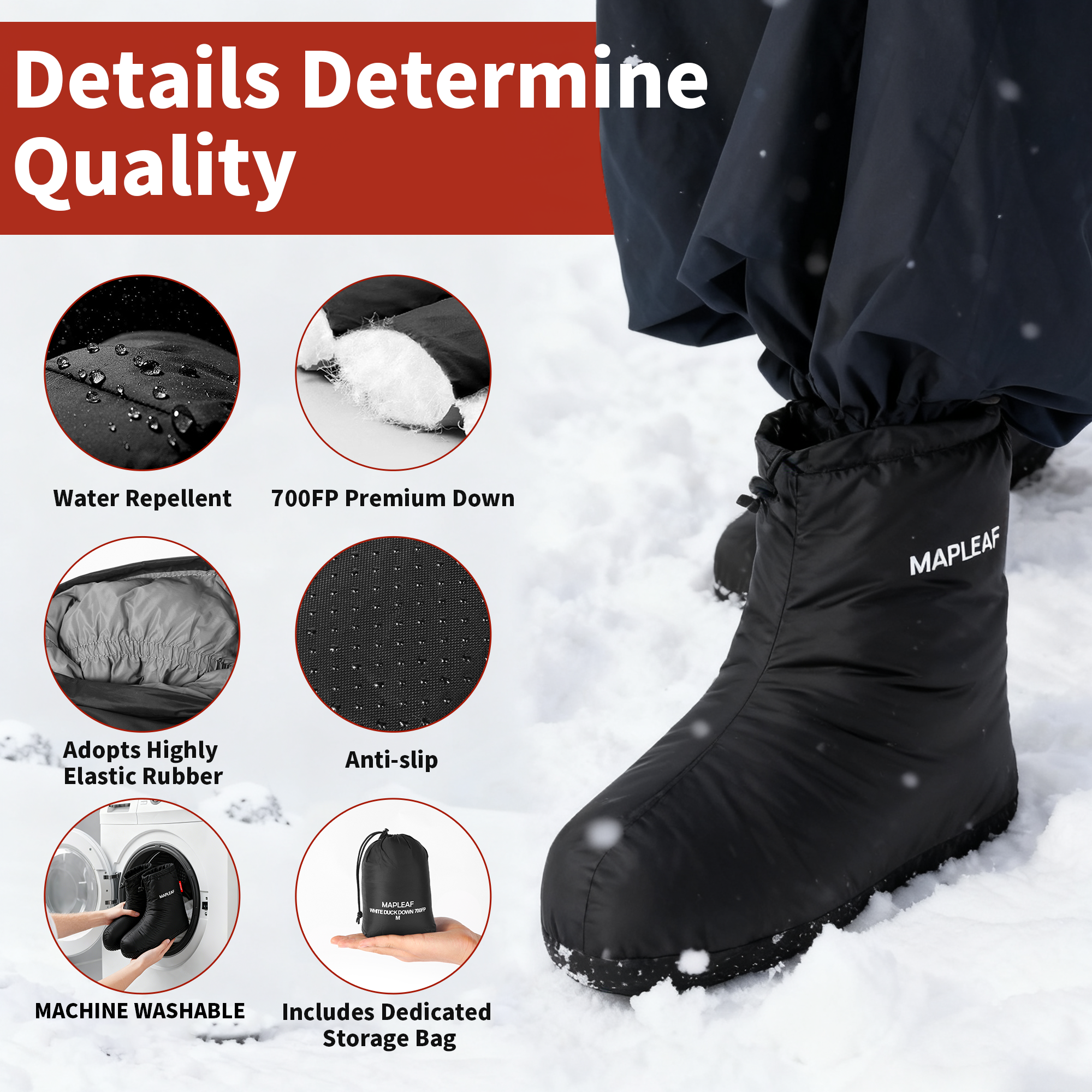MAPLEAF Down Booties Winter Wa - Outdoor Camping Slippers recensione e prezzo