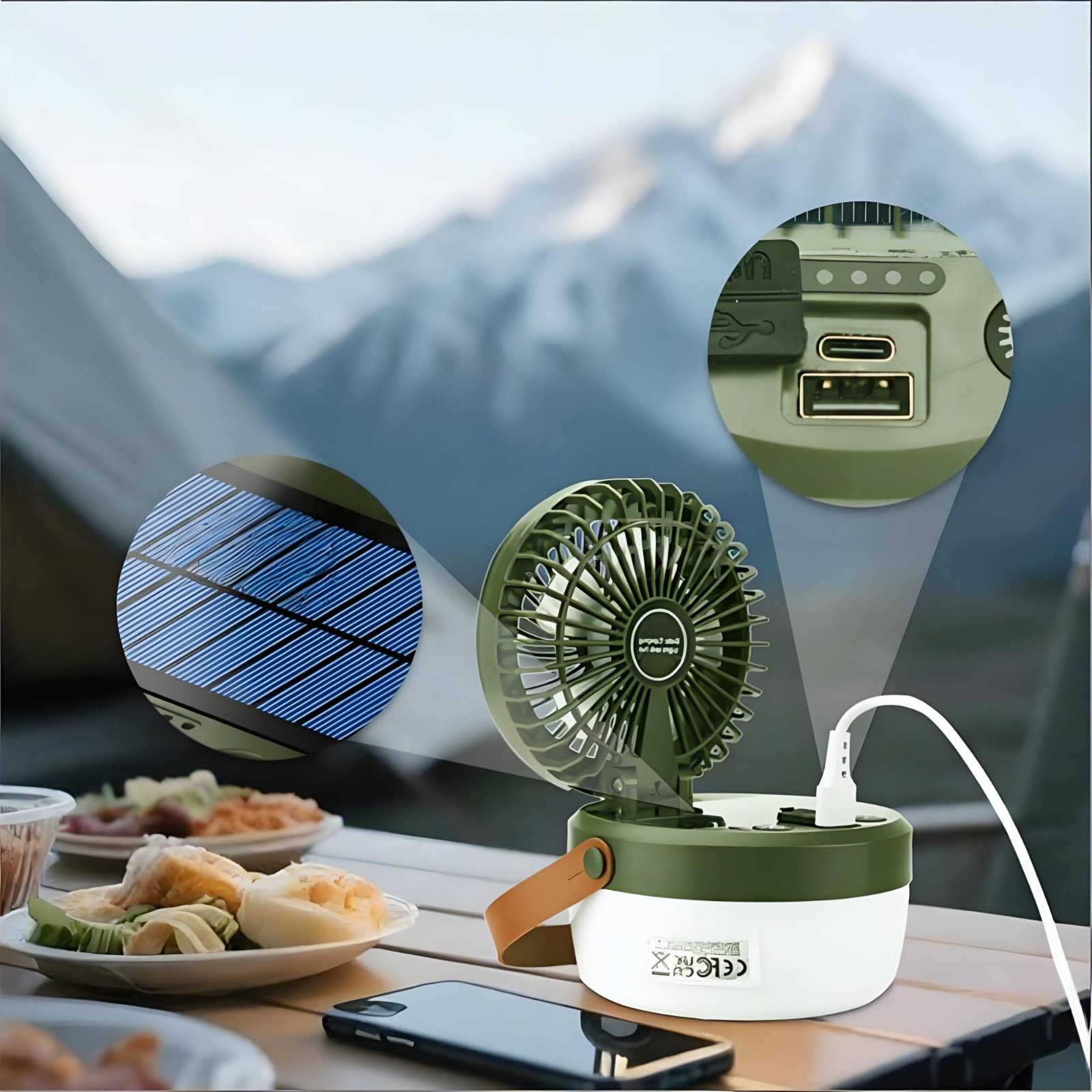 Solar Camping Fan Lantern Fold - Outdoor Camping Gear recensione e prezzo