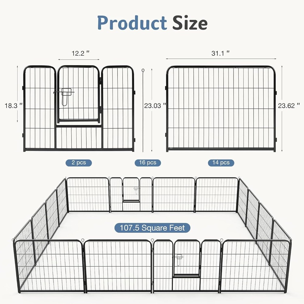 Metal 24 Inch 16 Panels Foldab - Outdoor Camping Dog Fence recensione e prezzo