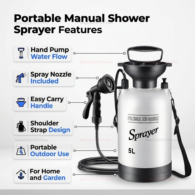 Portable Camping Shower 5L Man - Outdoor Camping Backpack recensione e prezzo