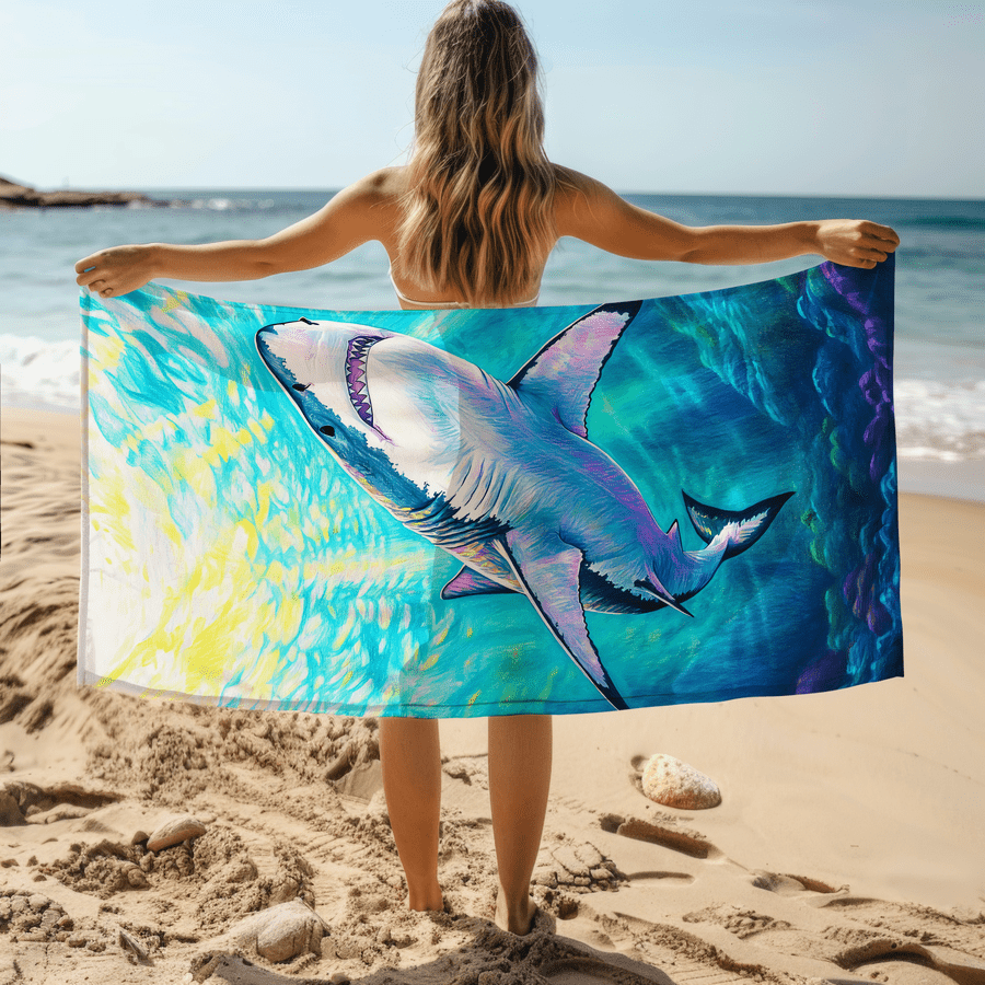 1pc Shark Pattern Sand-Proof M - Camp Towel Microfiber recensione e prezzo